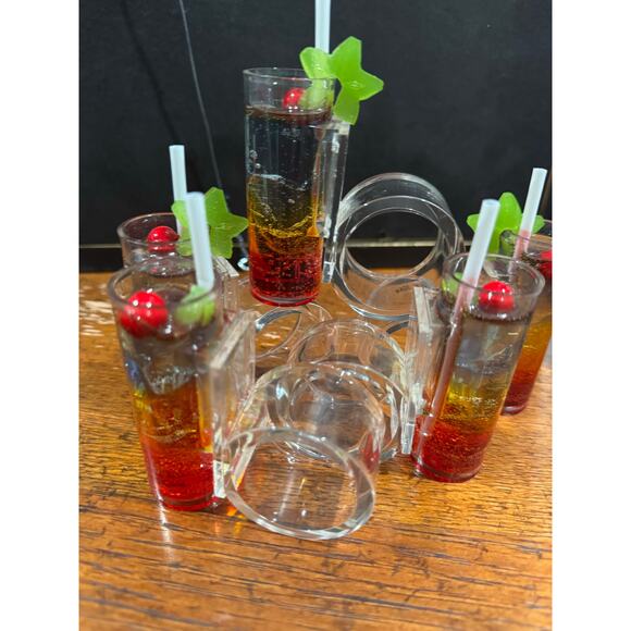 Vintage Acrylic Mixed Cocktail Napkin Rings - Picture 3 of 5